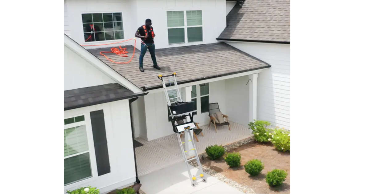 Person using a ladder hoist